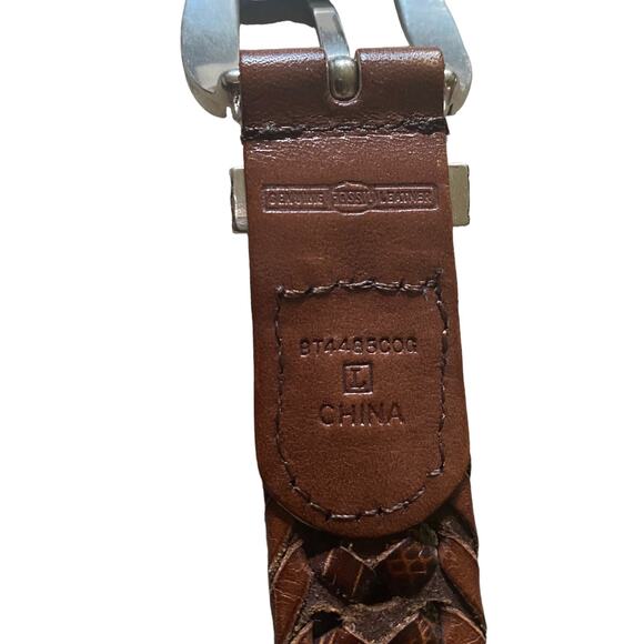 Fossil Genuine Leather Rope Belt Brown with silver hardware size large BT4485COG - Picture 2 of 9